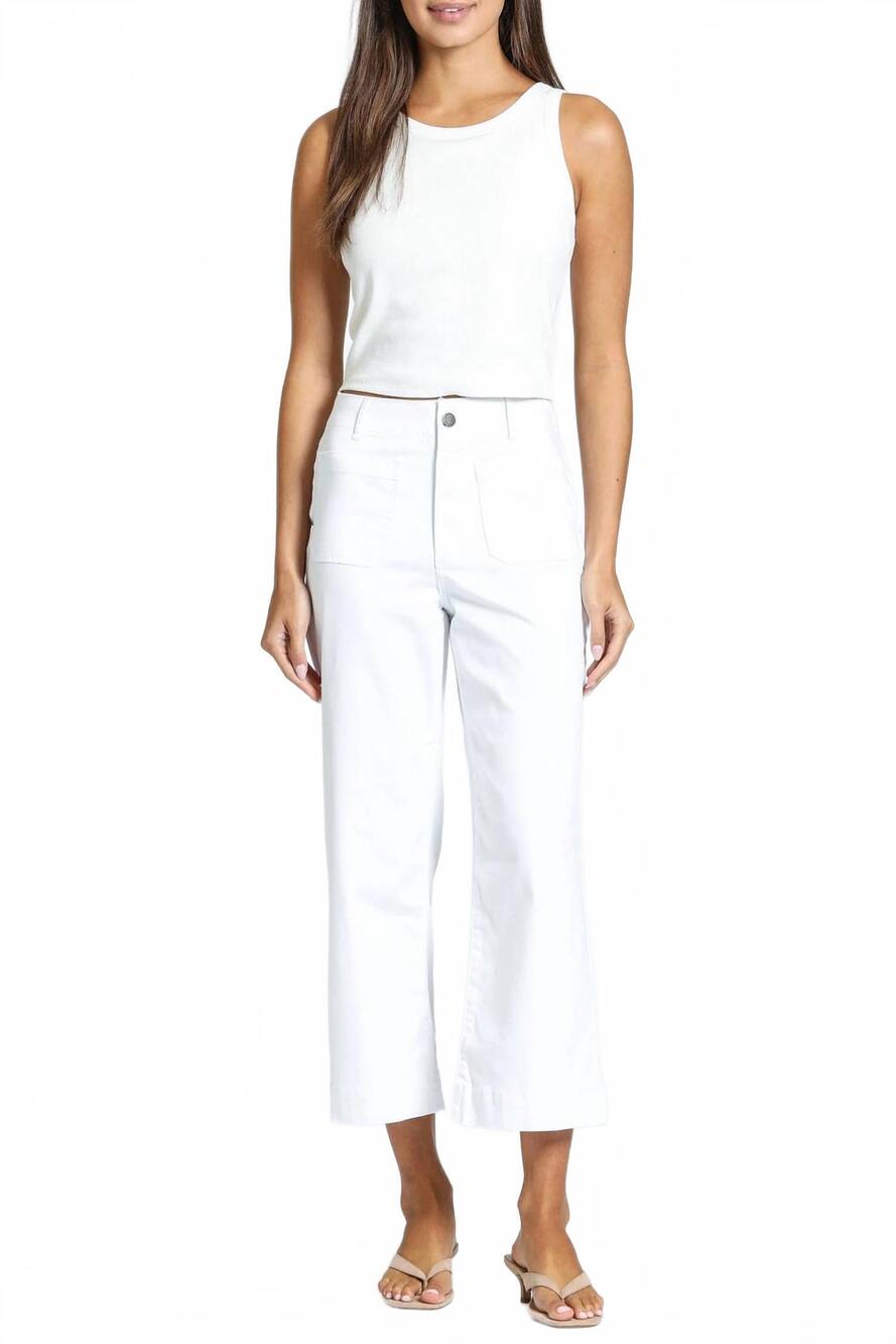 NEW APNY crop wide leg patch pockets pants in white